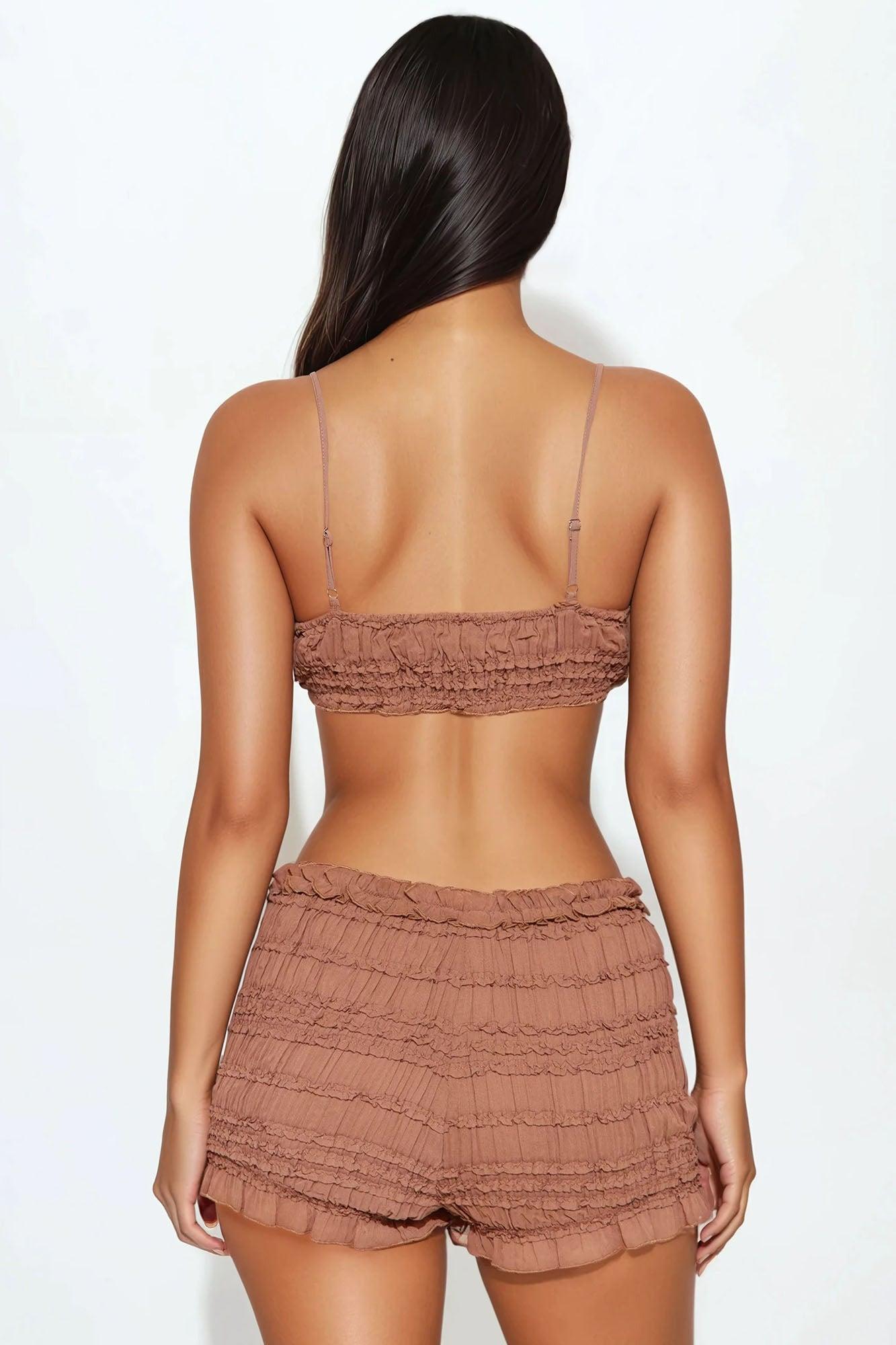 Aurora Chiffon Short Set - Mocha Product Image