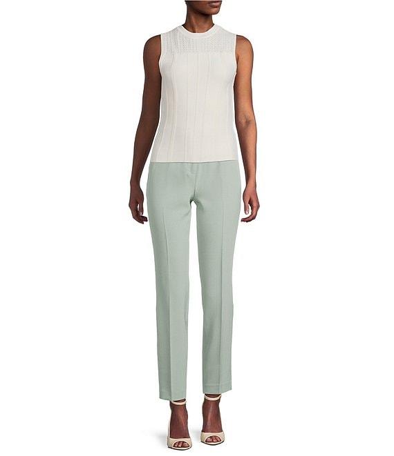 Donna Karan Crepe Flat Front Straight Leg Pants Product Image