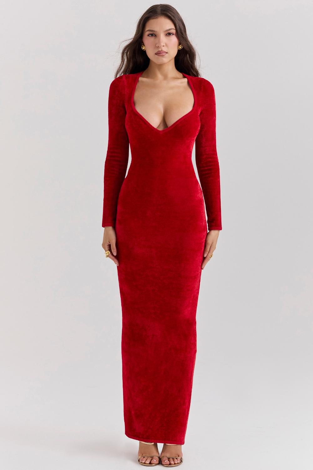 Aria  scarlet chenille sweetheart dress Product Image