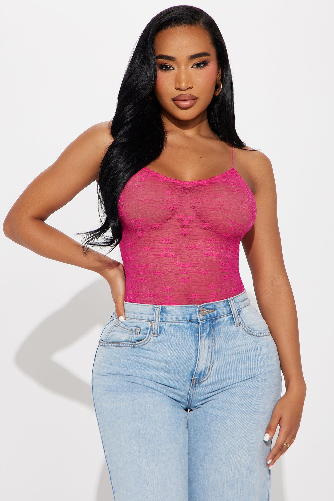 Forget Me Not Lace Bodysuit - Fuchsia Product Image