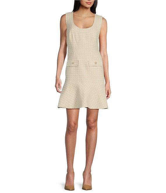 Guess Daphnee Yarn-Dyed Tweed Fit & Flare Dress Product Image