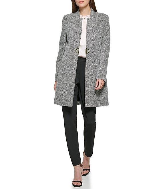DKNY by Donna Karan Point Collar Knit Long Topper Jacket Product Image