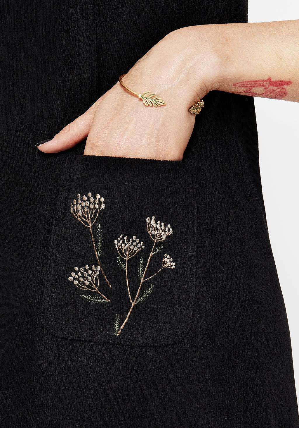 Griffinfly Embroidered Pocket Cord Mini Dress Product Image