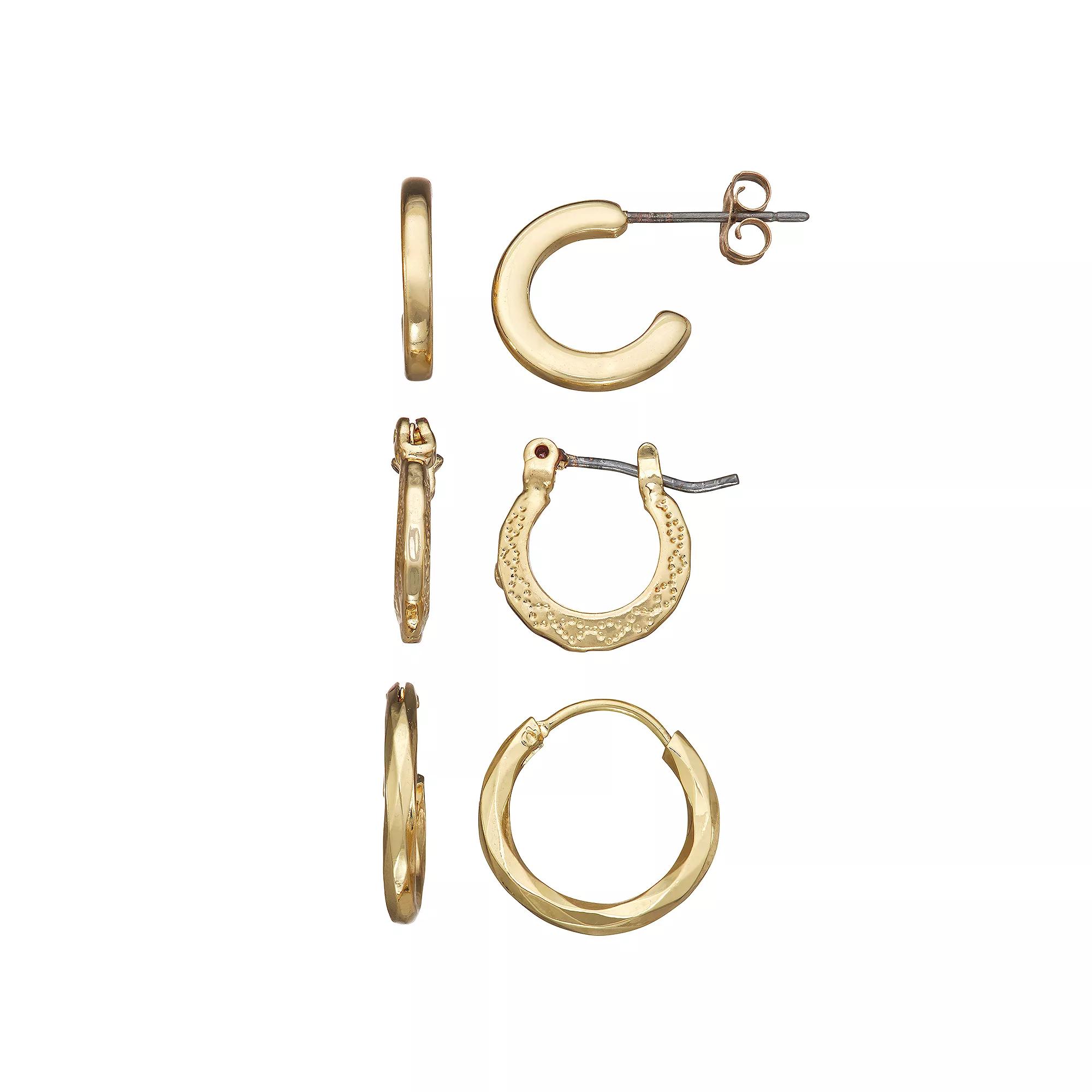 Napier Gold Tone Hoop Earring Set, Women's Product Image