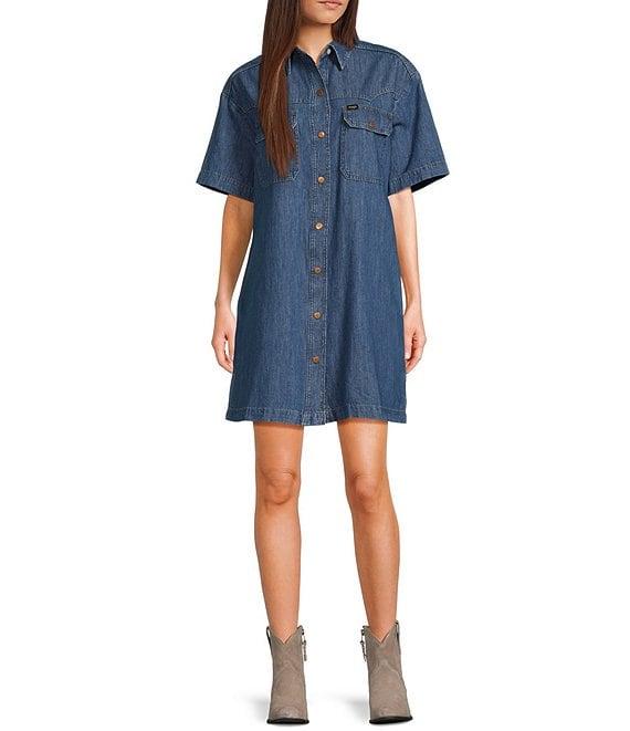 Wrangler® Carolina Short Sleeve Denim Shirt Dress Product Image