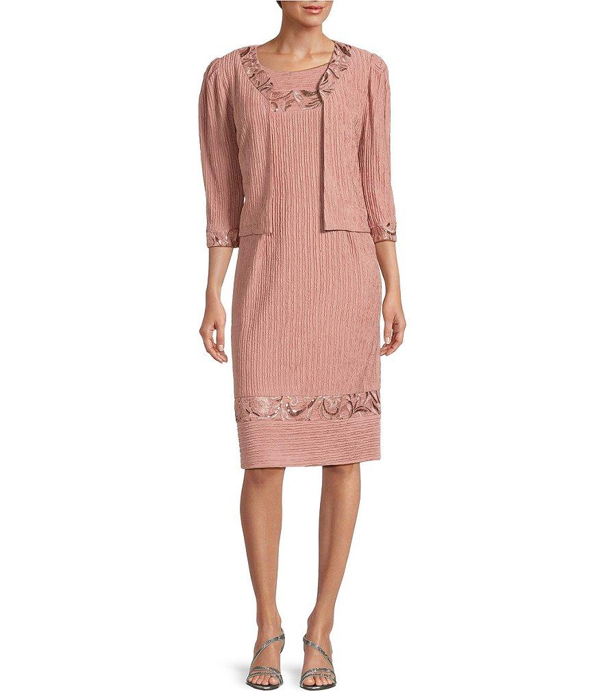 Le Bos 2-Piece Crinkle Knit Jacket Dress Product Image