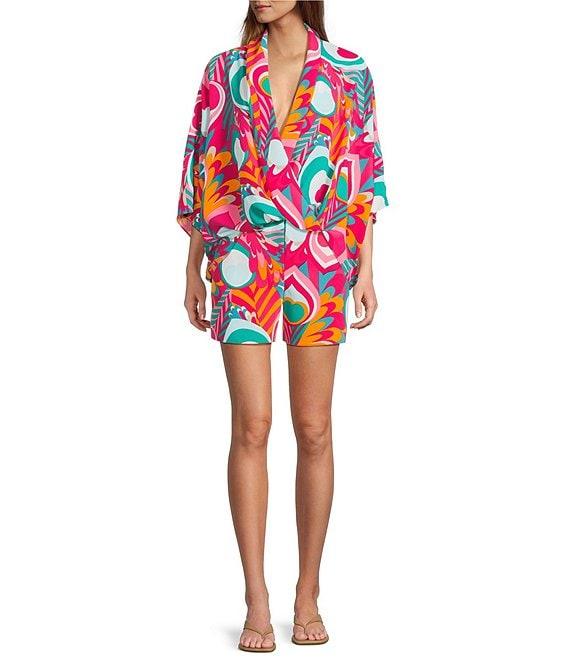 Trina Turk Pommes Abstract Double Georgette Printed High Rise Shorts Product Image