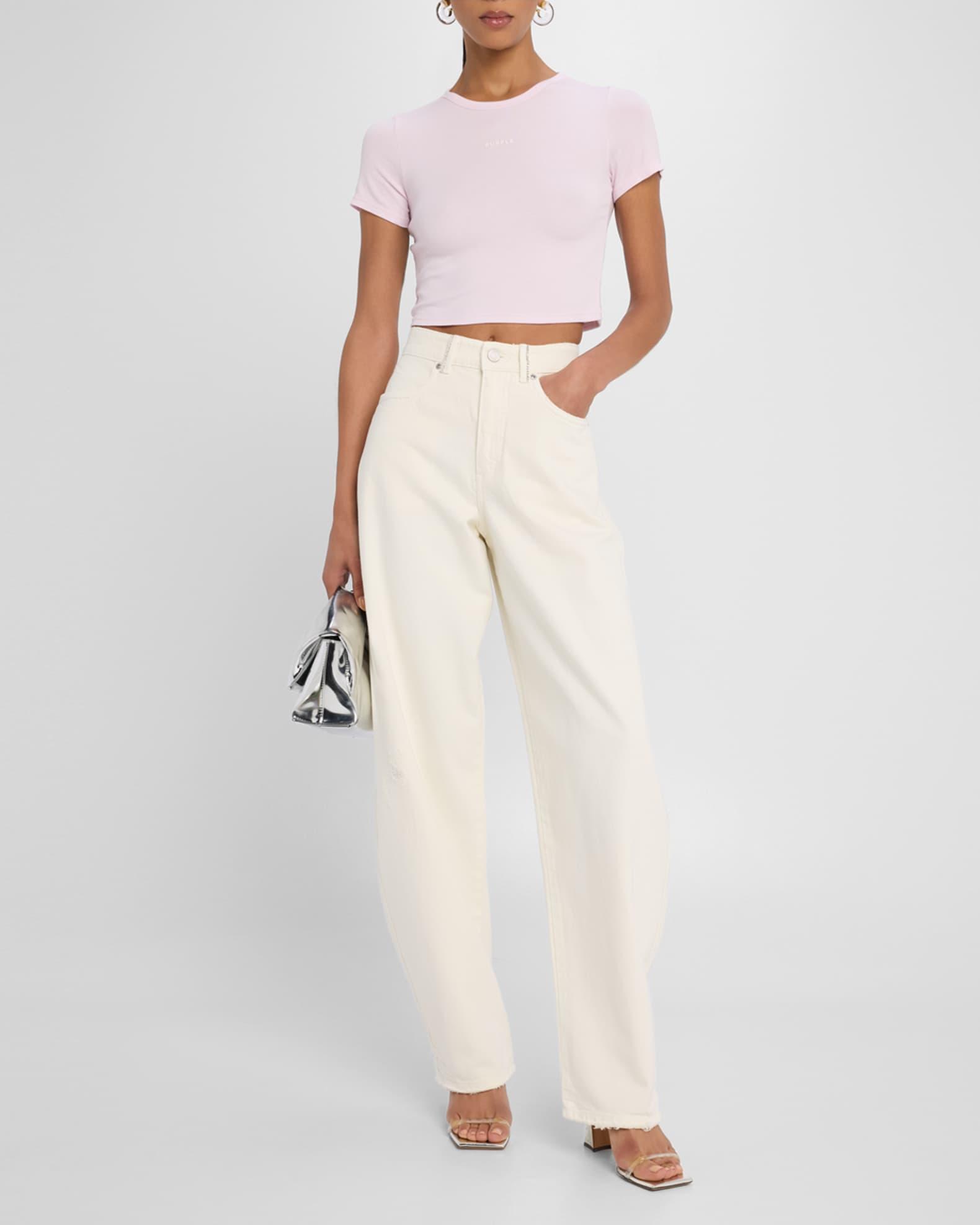 Rhinestone-Embellished Barrel Jeans Product Image