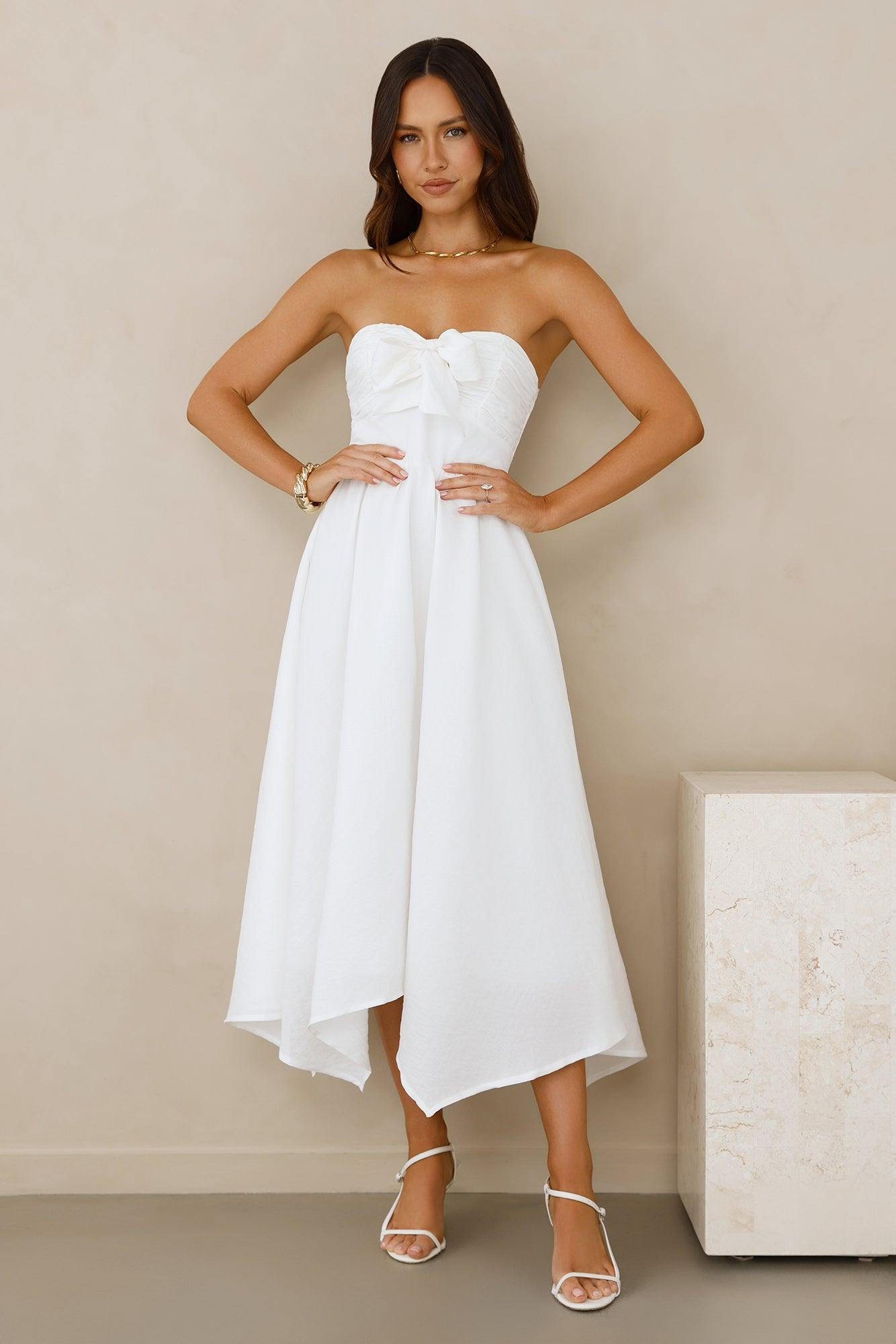 Saltwater Soul Strapless Midi Dress White Product Image