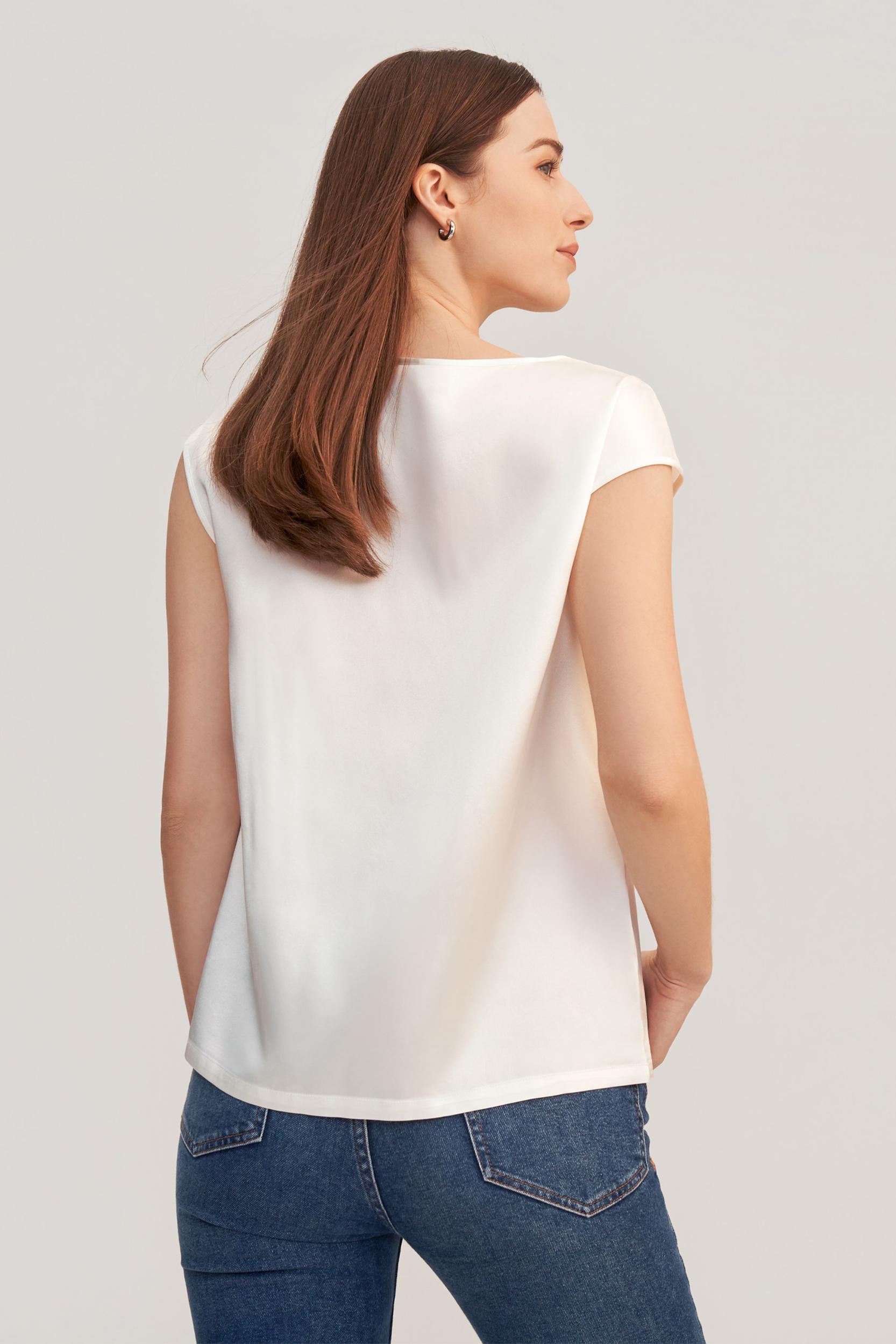 LILYSILK Silk T Shirt for Women White Pure Silk Soft Classic Light and Soft S Product Image
