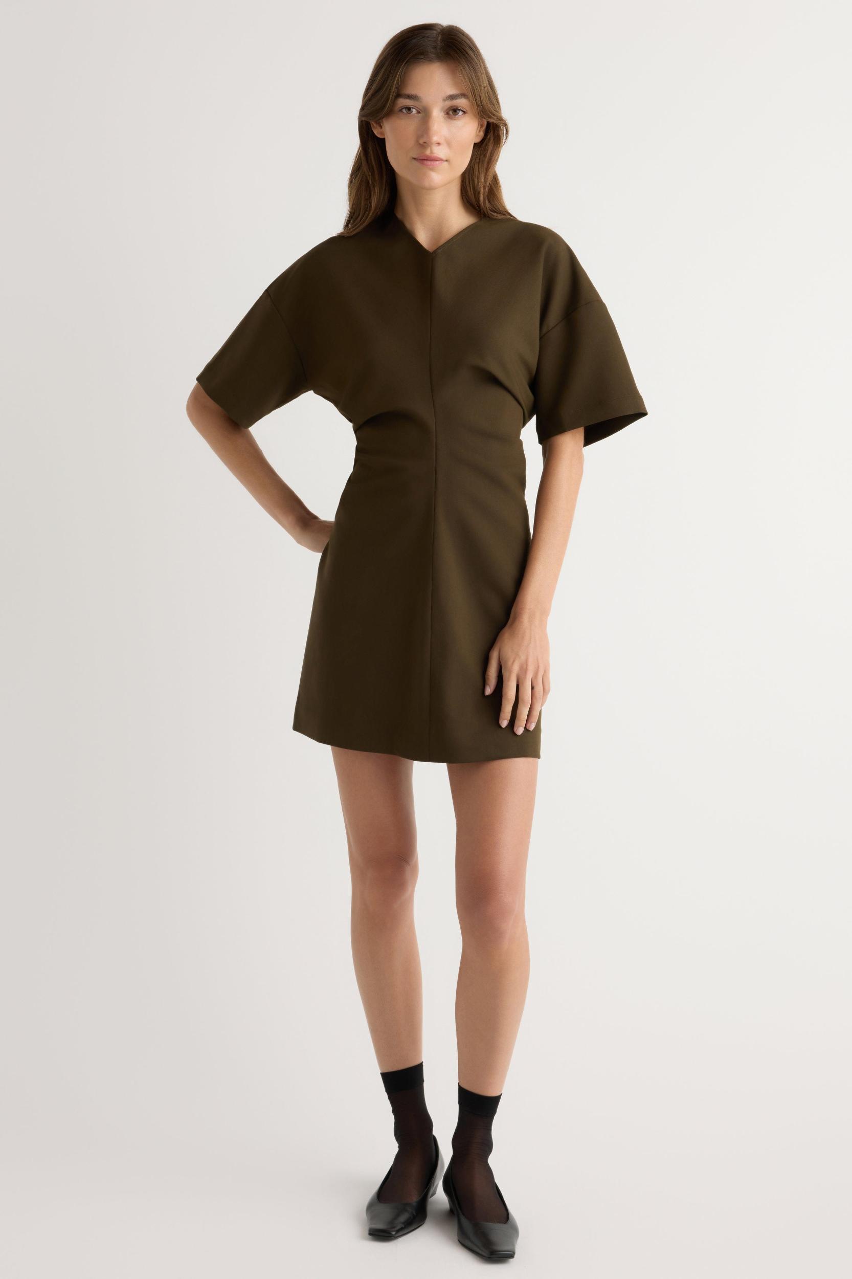 Fiore Ruched V-Neck Mini Dress Product Image