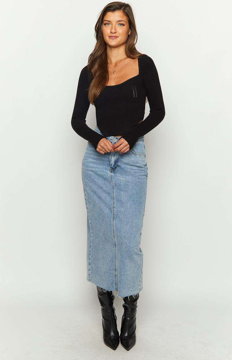 Amalia Black Knit Sleeve Top Product Image