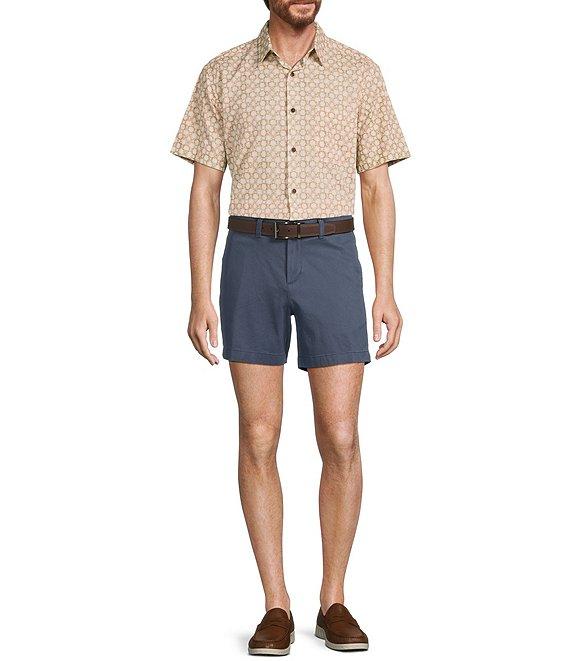 Roundtree & Yorke Short Sleeve Slub Floral Print Sport Shirt Product Image