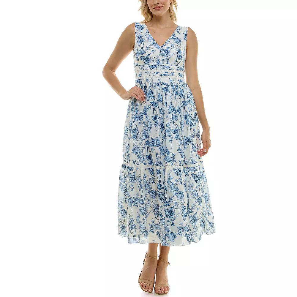 Women's Taylor V-Neck Fit & Flare Dress, Size: 2, White Blue Jay Product Image