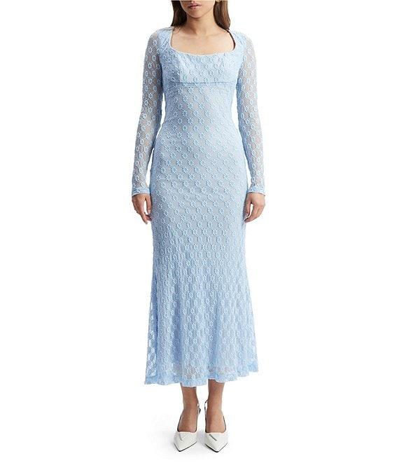 Bardot Adoni Lace Square Neckline Long Sleeve Midi Dress Product Image