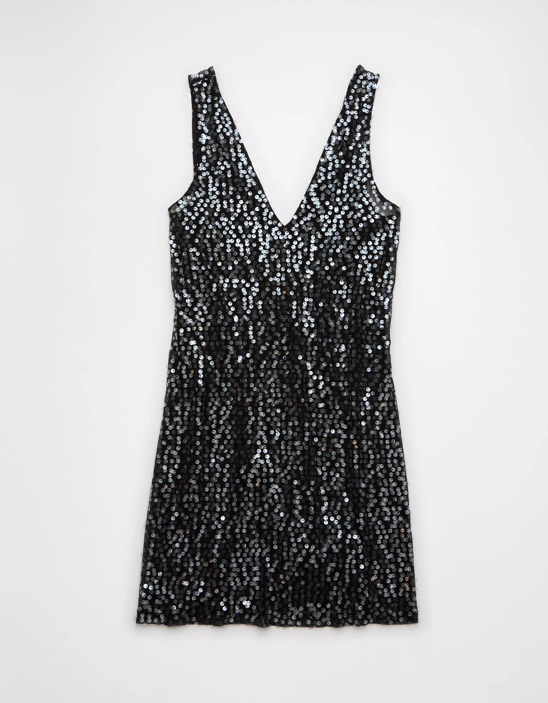 AE Sequin V-Neck Mini Slip Dress Product Image