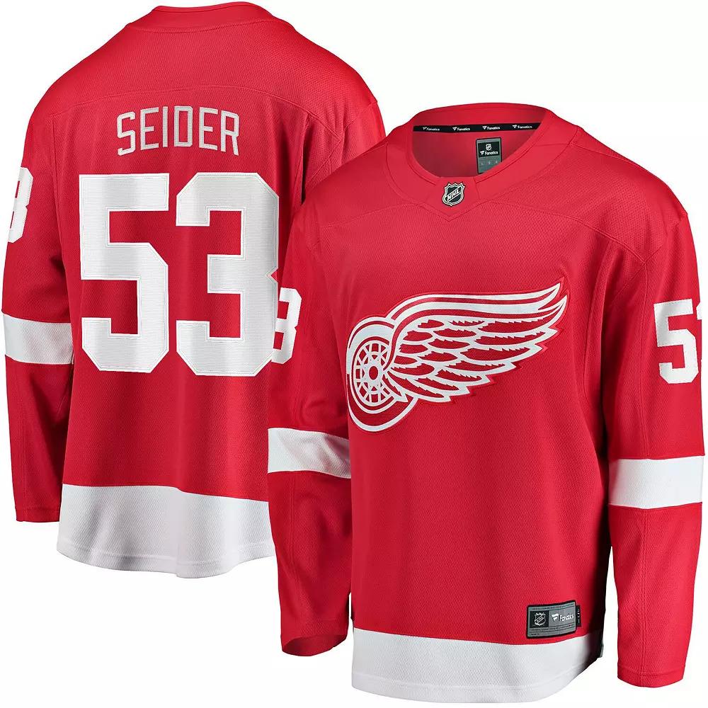Men's Fanatics Branded Moritz Seider Red Detroit Red Wings Home Breakaway Player Jersey,  Product Image