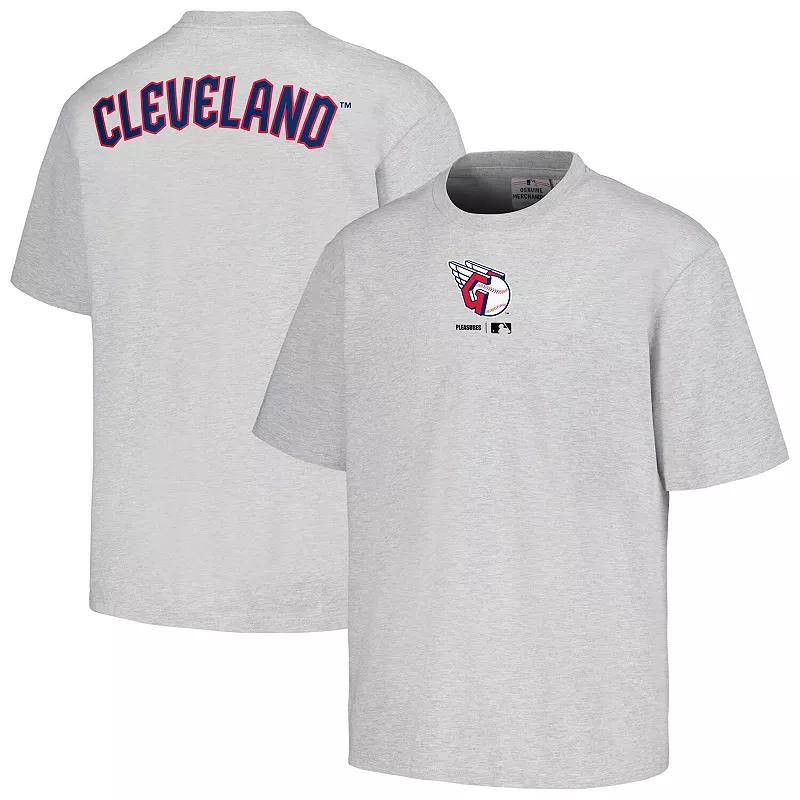 Men's PLEASURES  Gray Cleveland Guardians Mascot T-Shirt, Size: Large, Grd Grey Product Image