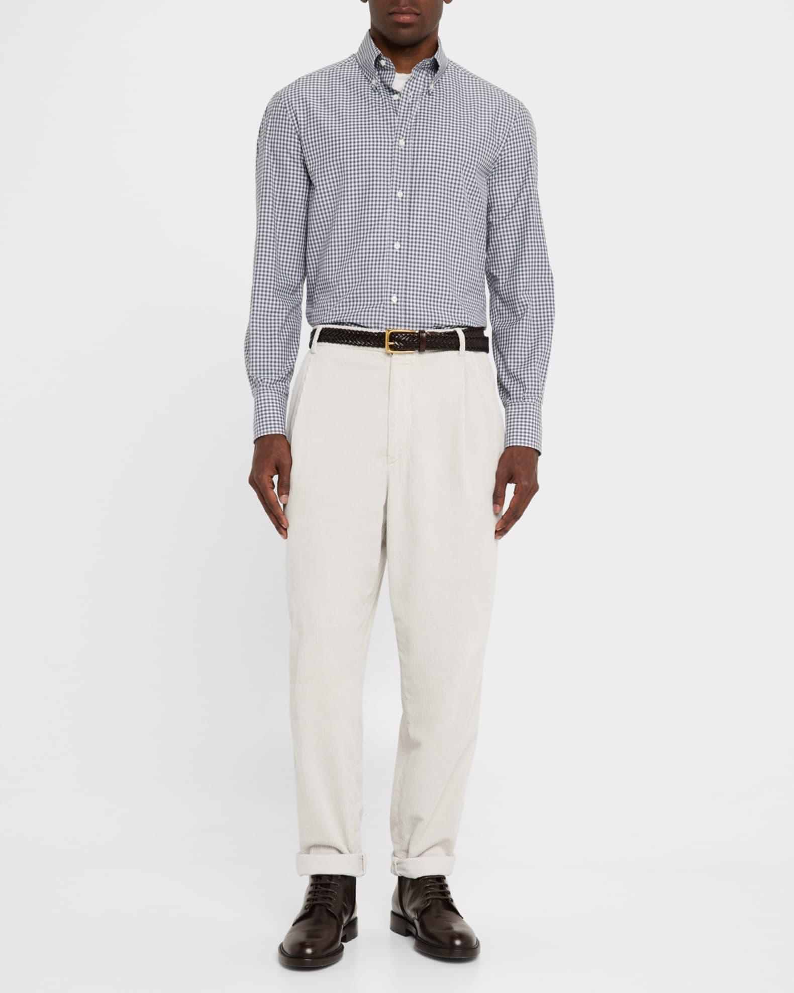 Men's Cotton Gingham Button-Collar Sport Shirt Product Image