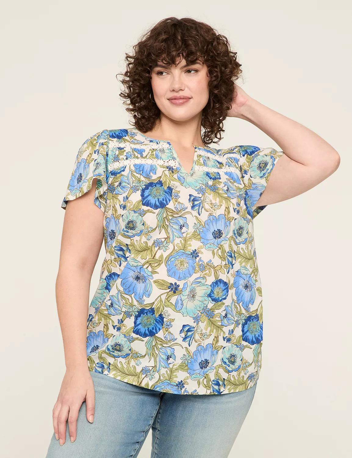 Knit & Woven Lace-Trim Top Product Image