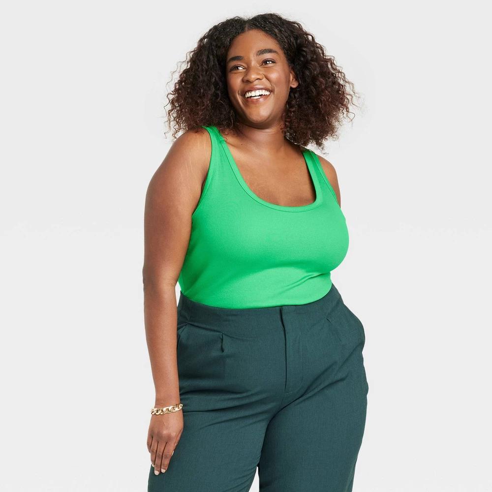 Women's Double-Scoop Bodysuit - A New Day™ Green 3X Product Image
