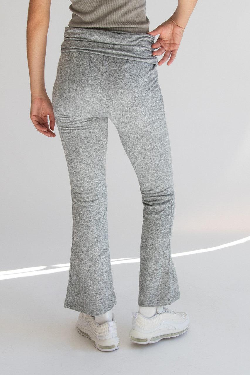 Fold Over Ruched Waistband Flare Leggings Product Image