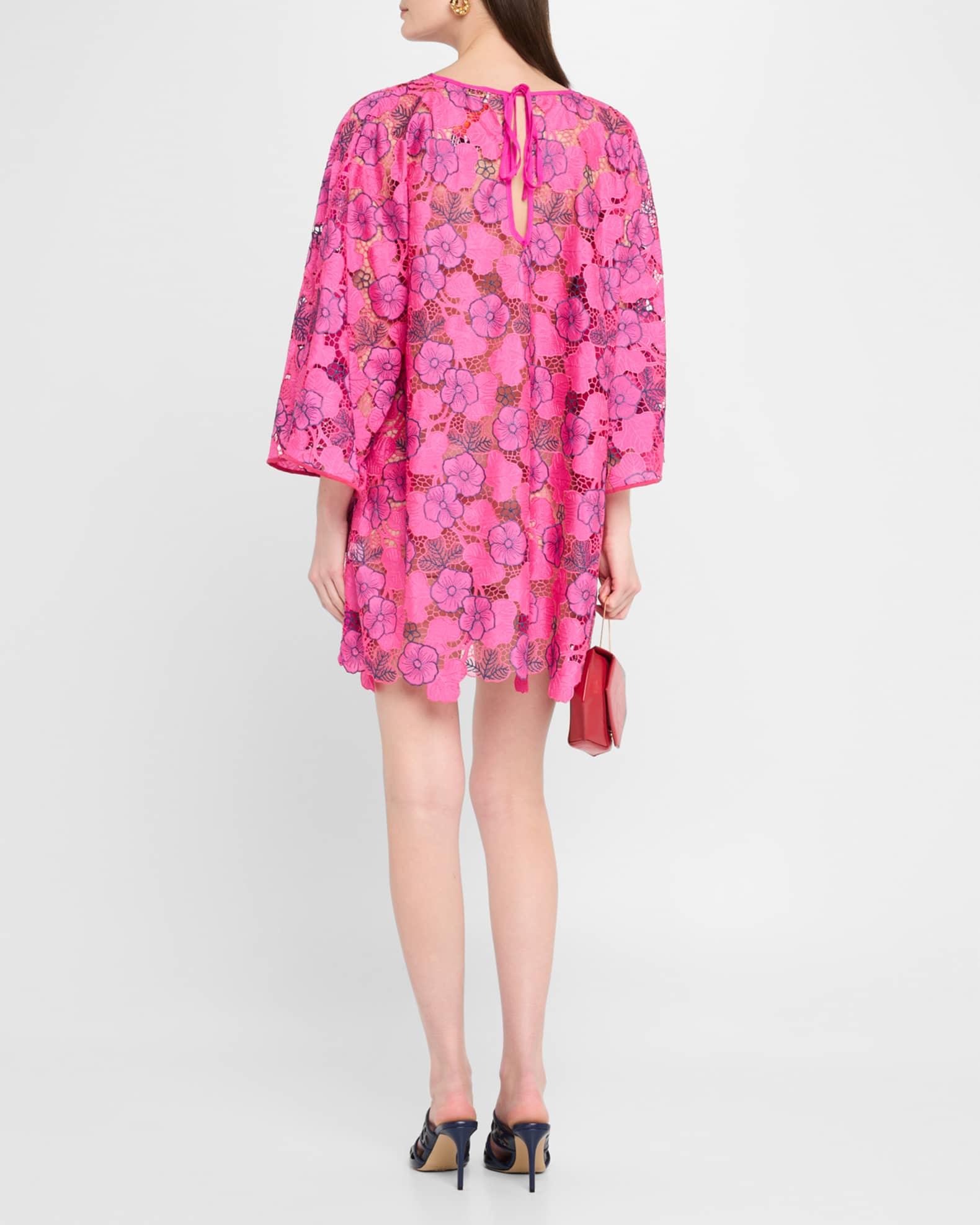 Embroidered Floral Lace Mini Shift Dress Product Image