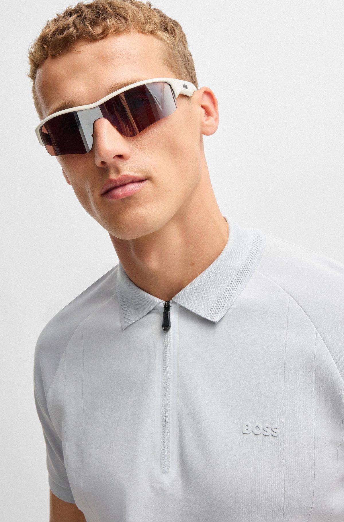  polo shirt in drop-needle stretch fabric Product Image