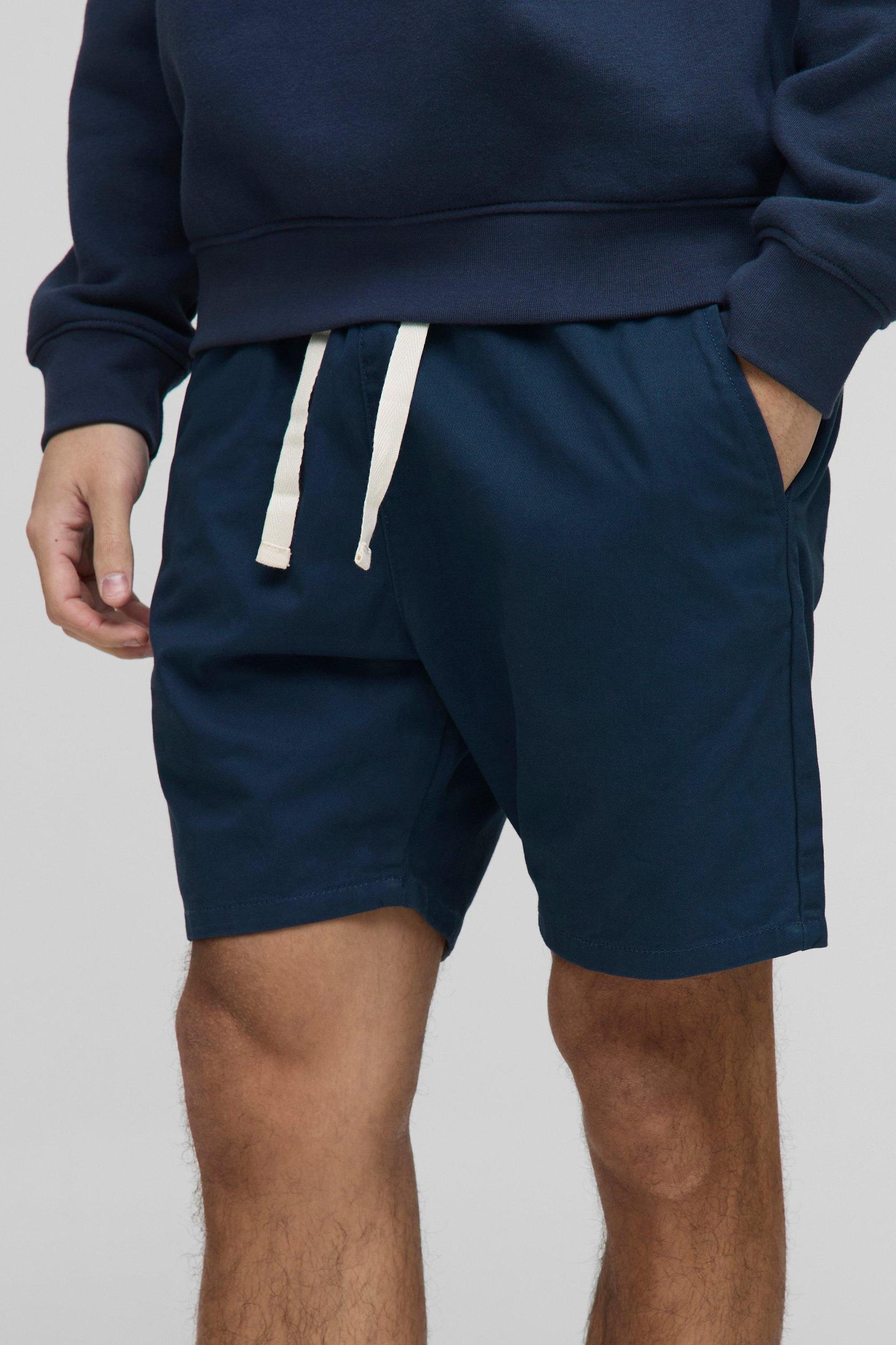 Elasticated Waist Slim Fit Twill Shorts | boohooMAN USA Product Image