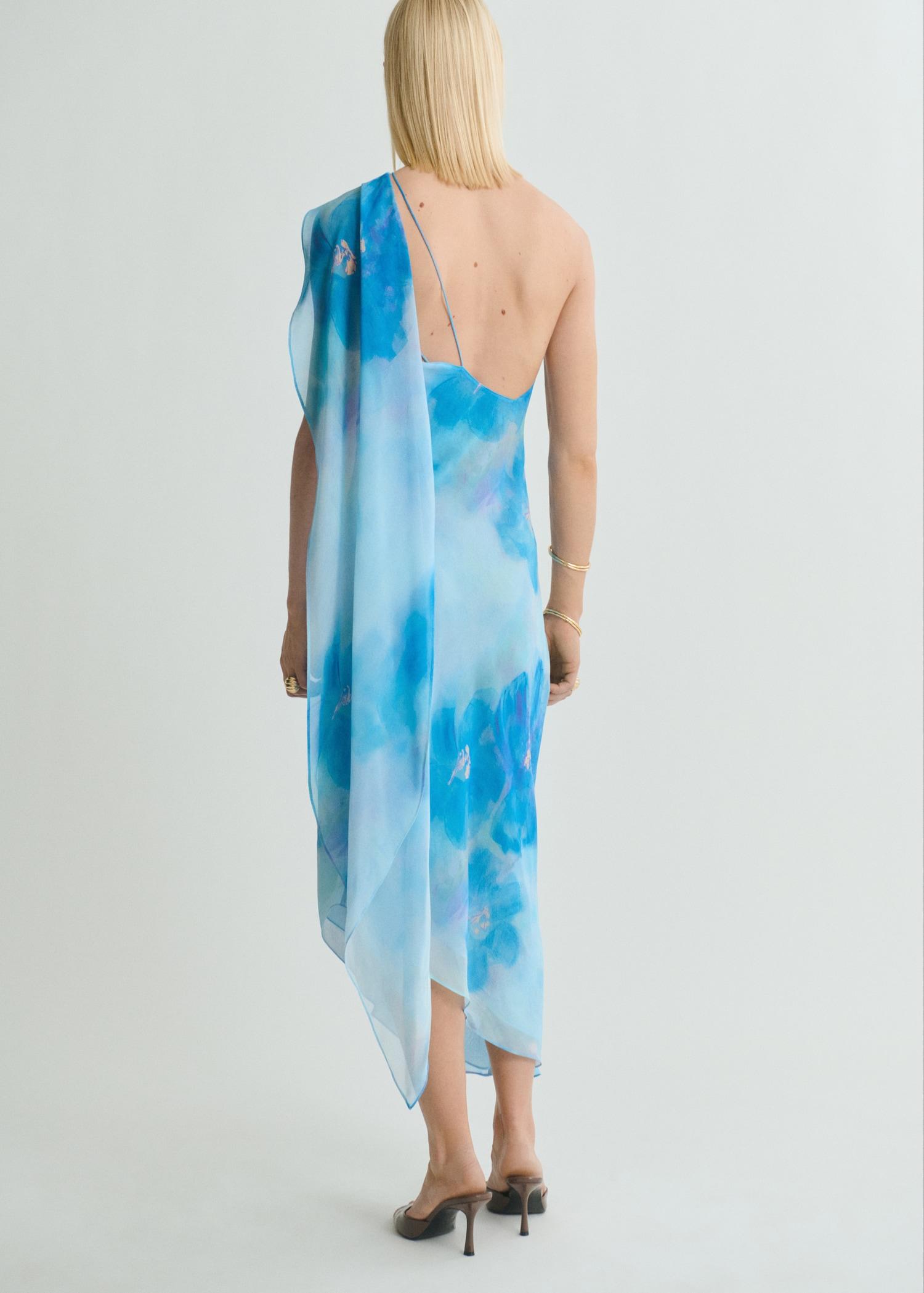 Asymmetrical floral scarf dress - Women | MANGO USA Product Image