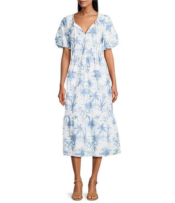 Tommy Bahama Fortuna Fronds Cotton Poplin Midi Dress Product Image