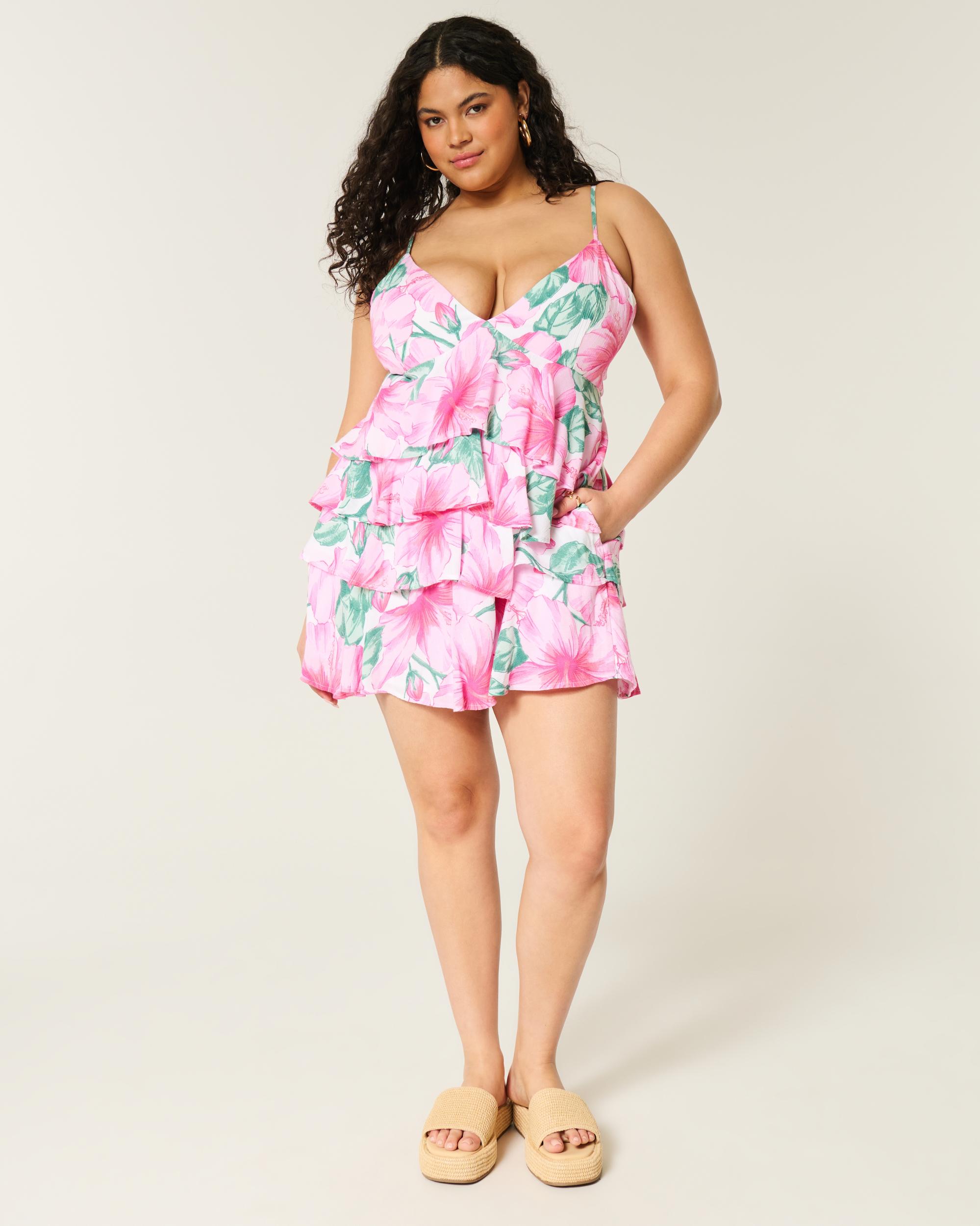 V-Neck Ruffled Tier Babydoll Mini Dress Product Image