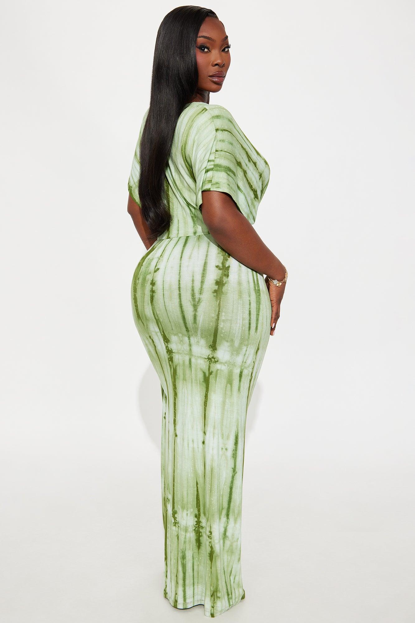 Gigi Tie Dye Maxi Dress - Olive/combo Female Product Image
