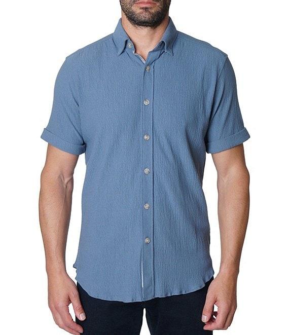 Robert Graham Hammond Stretch Knit Short Sleeve Woven Shirt Product Image