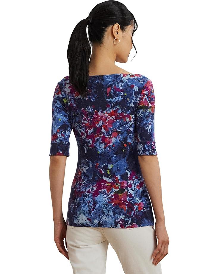 Floral Stretch Cotton Boatneck Tee Product Image