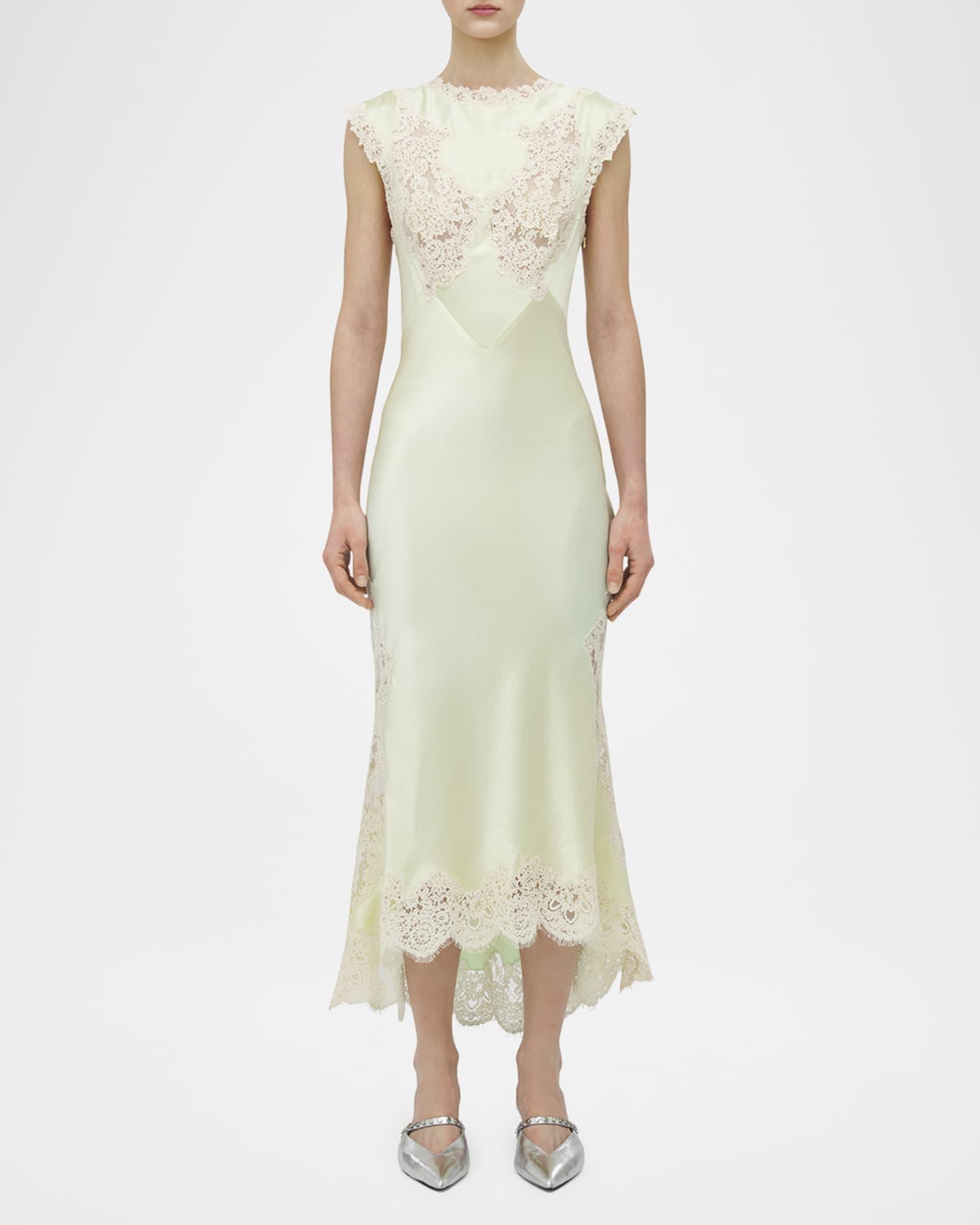 Lace Inset Sleeveless Satin Midi Dress Product Image