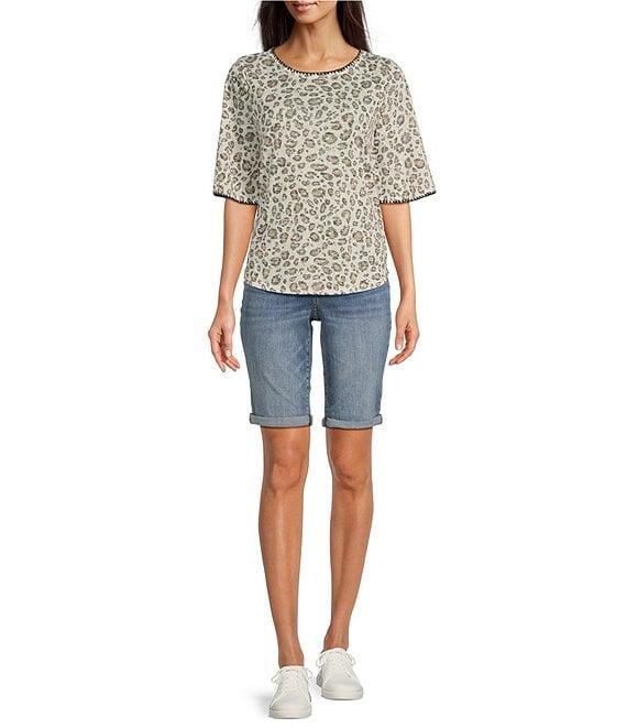 NYDJ Petite Size Briella Stretch Denim Lift Tuck® Mid Rise Roll Cuff Shorts Product Image