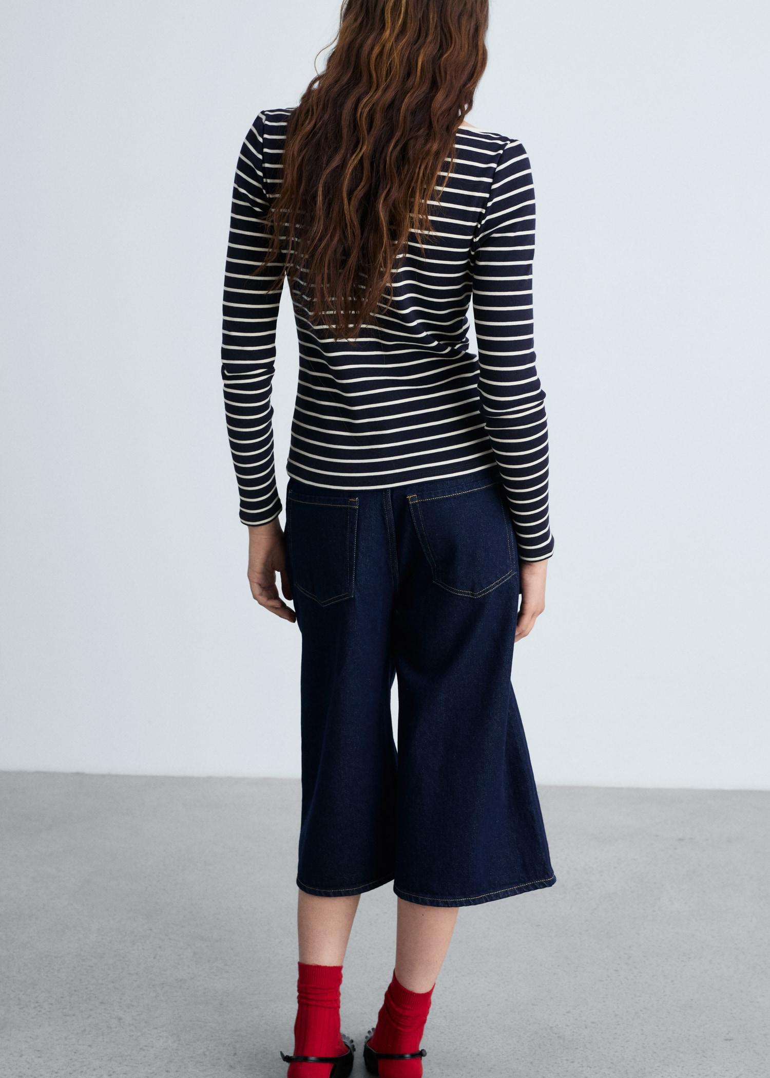 Striped boat-neck t-shirt - Women | MANGO USA Product Image