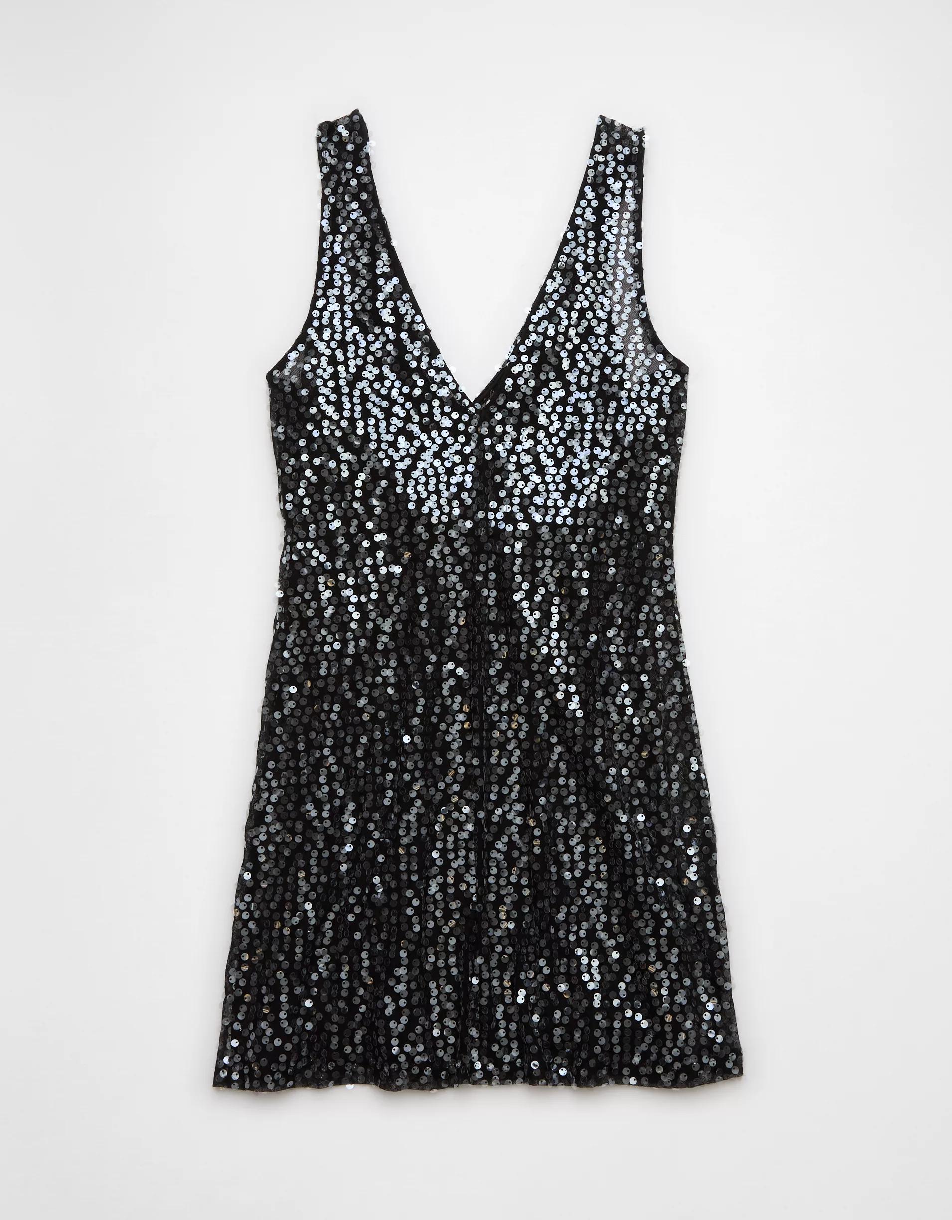 AE Sequin V-Neck Mini Slip Dress Product Image