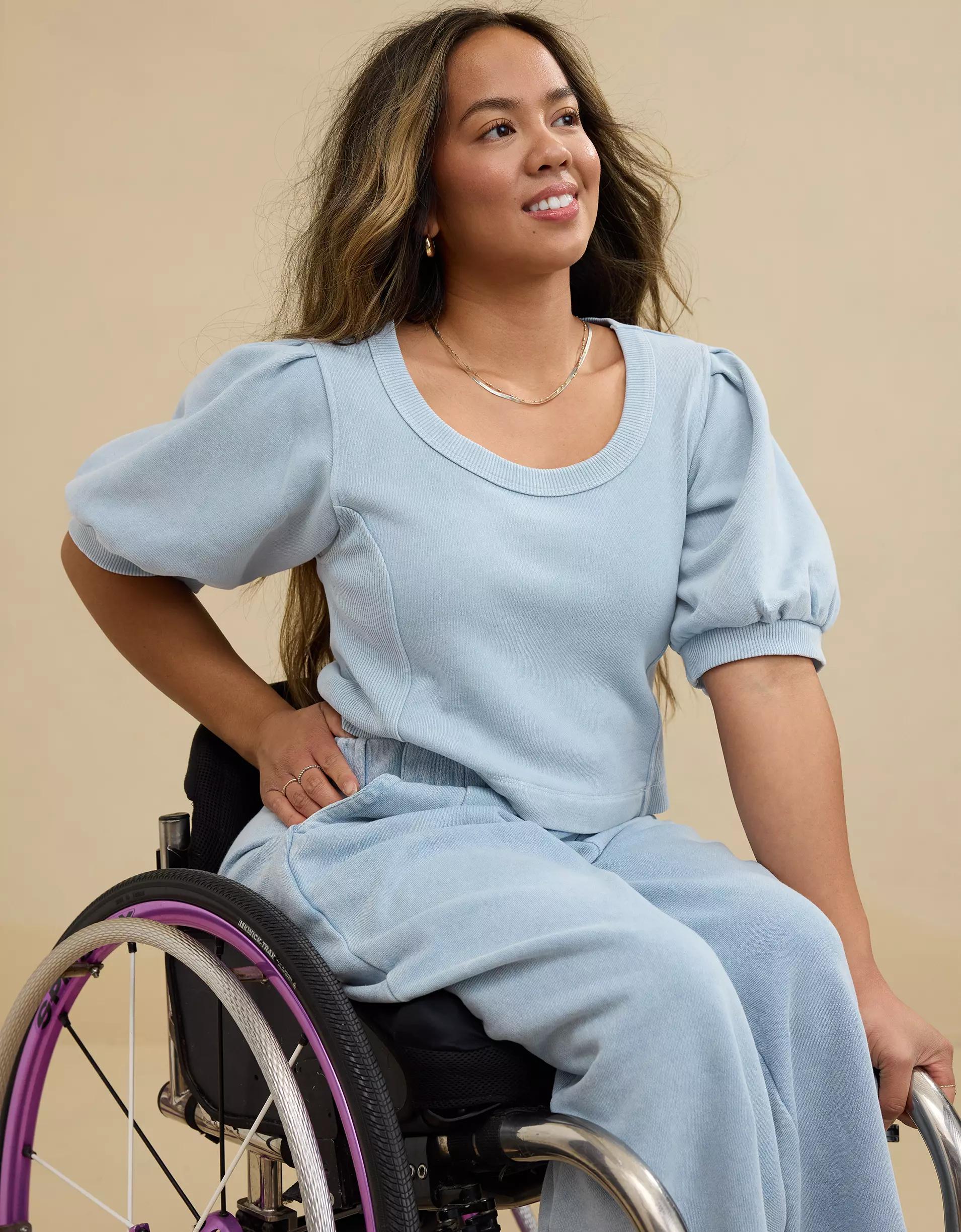 Aerie Seams Right Short Sleeve Sweatshirt Product Image