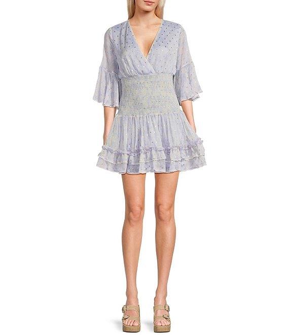 C&V Chelsea & Violet Printed Smocked Waist Mini Dress Product Image