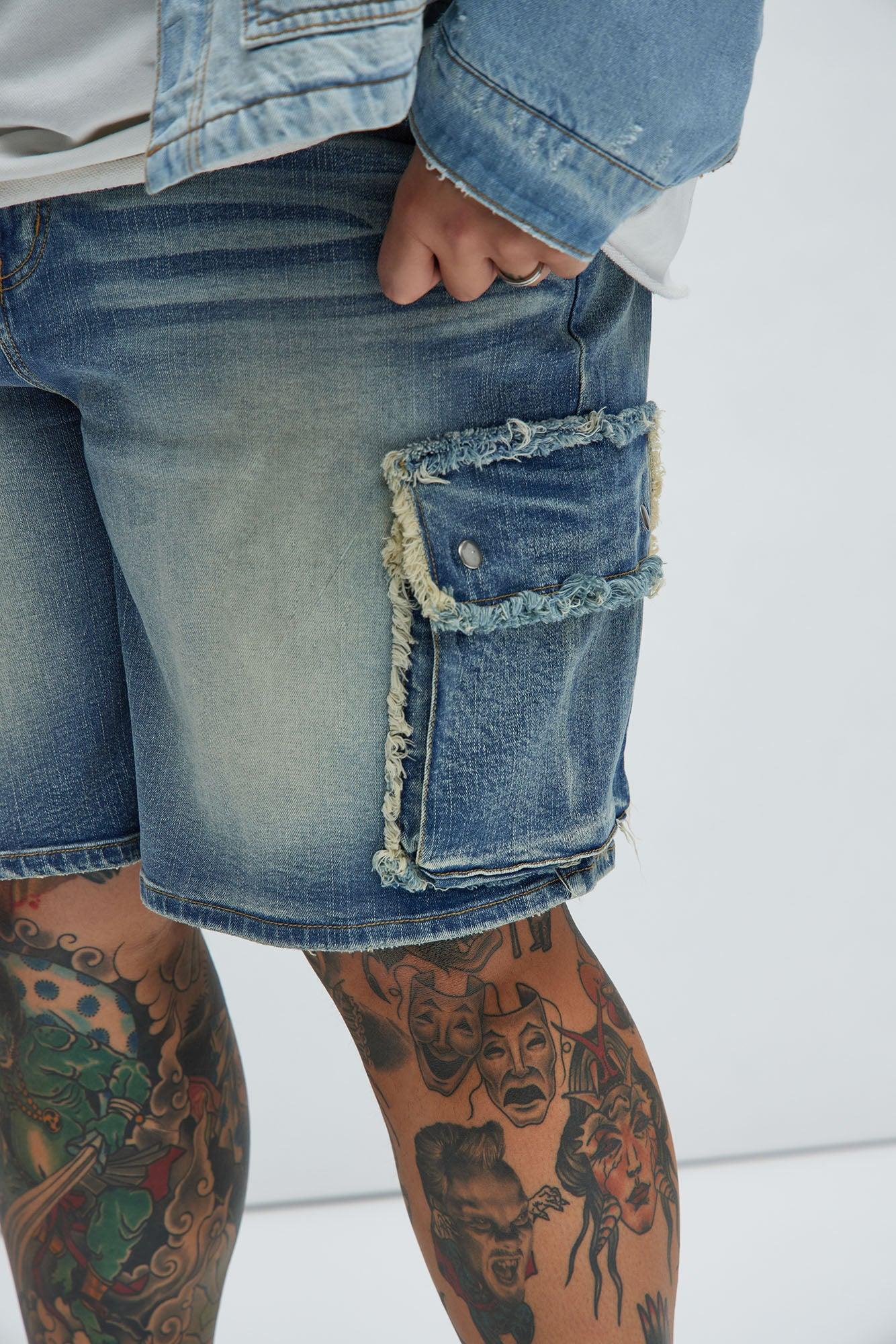 Rush Home Denim Cargo Shorts - Light Blue Wash Product Image