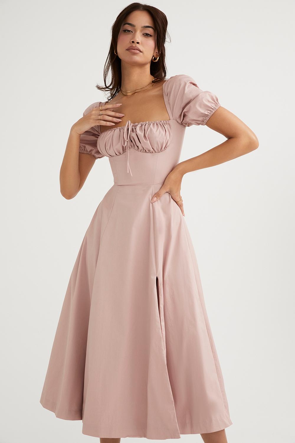 Tallulah  blush puff sleeve midi dress - sale Product Image