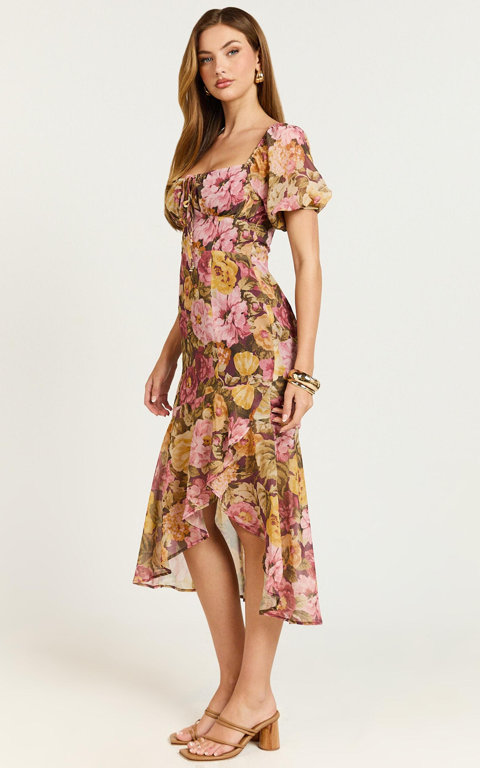 Jasalina Midi Dress - Puff Sleeve Dress in Classic Floral Product Image