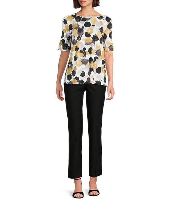 Ali Miles Allover Spot Print Round Neck Elbow Sleeve Tunic Product Image