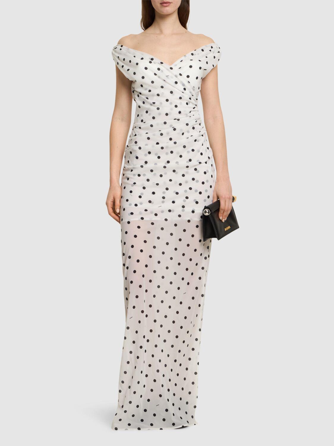 JACQUEMUS Women Rita Pois Long Dress In White Product Image