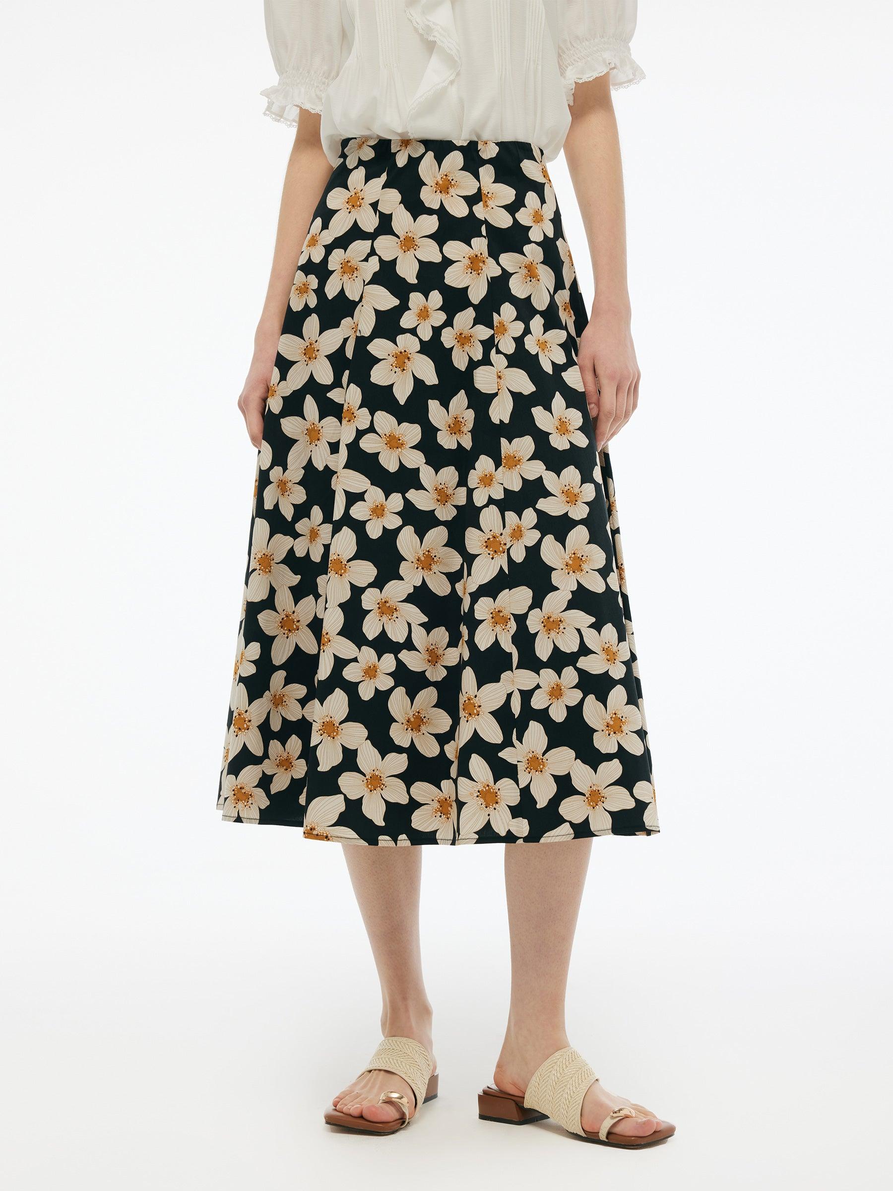 Cotton Stretch Floral Print Women Skirt Product Image