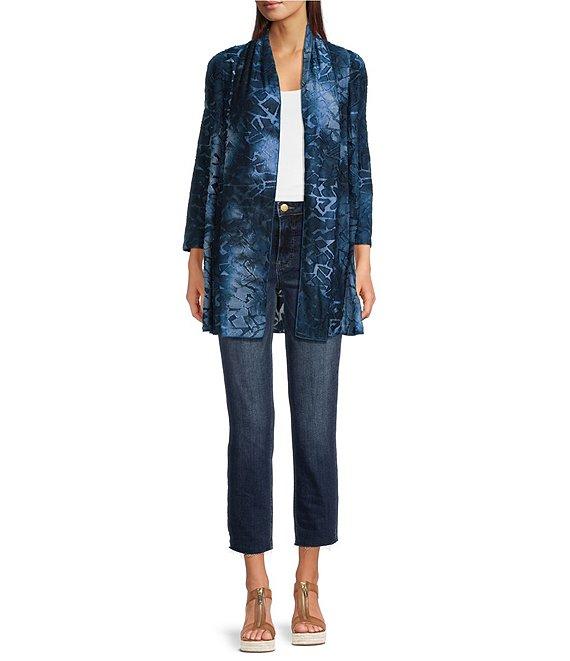 Calessa Petite Size Burnout Knit Open-Front Cardigan Product Image