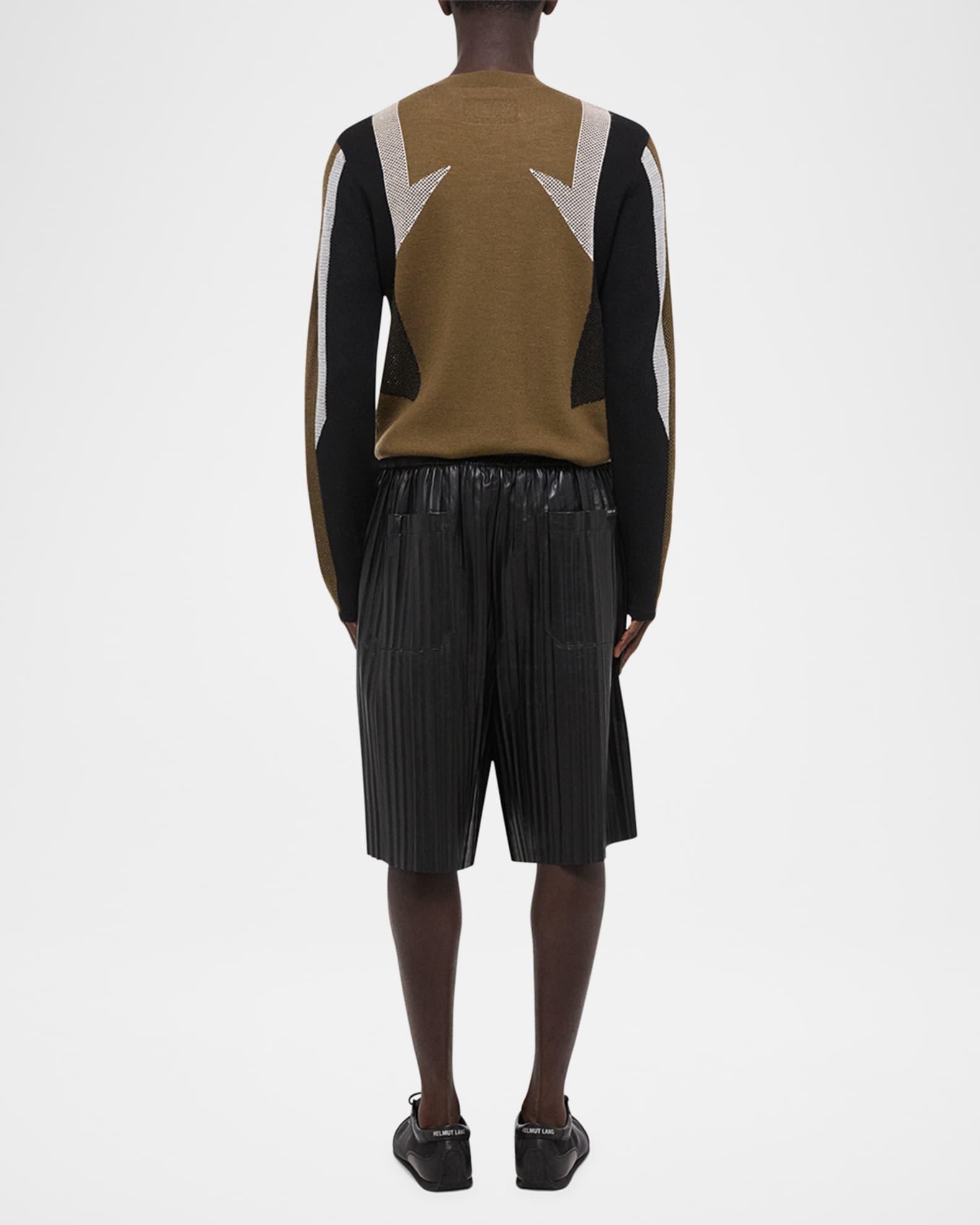 Men's Pleated Leather Pull-On Shorts Product Image