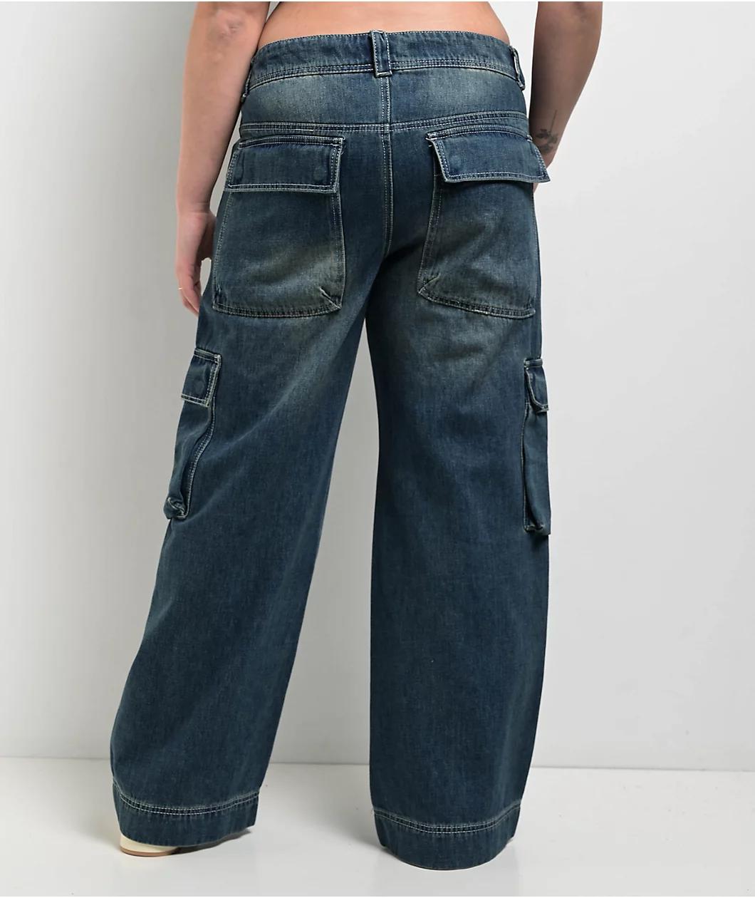 A.LAB Ether Blue Cargo Flare Jeans Product Image